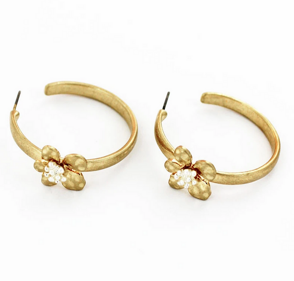 Clodagh - Goldtone with Silvertone Single Flower Hoop Earrings