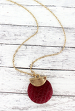 Orla - Crave Goldtone Half Moon and Burgundy Python Disk Necklace