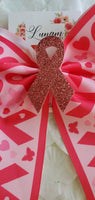 Pink Glitter Ribbon Cancer Awareness Bow