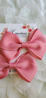 Arleen Dusty Rose Pink Girl Bow Piggy Sets | Set of two Pink Bows