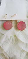 Candice Light Pink and Gold Faux Stone Earrings