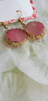 Candice Light Pink and Gold Faux Stone Earrings