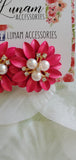 Aline Hot Pink Flower and Pearl Earrings