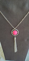 Camille Hot Pink Long Necklace with Chain Tassel