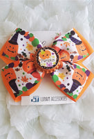 Morticia Orange Pumpkin Girl Bow