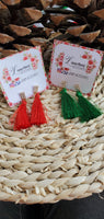 Bethlehem Tassel Earrings Blue, Red & Green