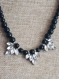 Arachna Black Beaded Necklace with Rhinestones.