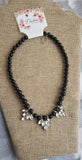 Arachna Black Beaded Necklace with Rhinestones.