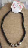 Draco Black Braided Necklace with Silver Accents