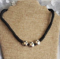 Draco Black Braided Necklace with Silver Accents