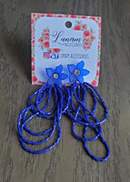 Jean Blue Tassel Earrings with white flower