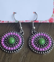 Della Art dot Purple and Green Earrings