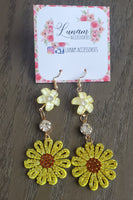 Emberlynn Rhinestone Sunflower Earrings