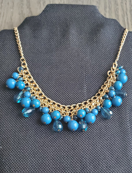 Mylah Blue and Gold Statement Necklace