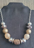 Oakleigh Light Brown and Silver Statement Necklace