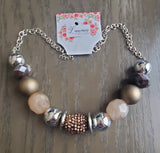 Oakleigh Light Brown and Silver Statement Necklace