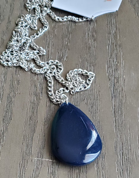 Althea Navy Blue and Silver Necklace