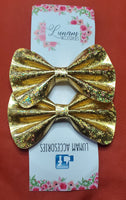 Nazaret Metallic Gold Piggy Sets Girl Bows