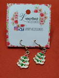 Belen Green and Red Christmas Tree Earrings