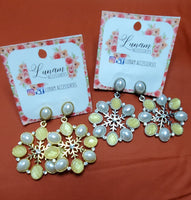 Tusa Snowflakes Statement Earrings with Pearl Accents