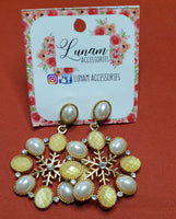 Tusa Snowflakes Statement Earrings with Pearl Accents