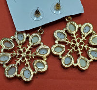 Tusa Snowflakes Statement Earrings with Pearl Accents