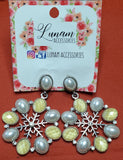 Tusa Snowflakes Statement Earrings with Pearl Accents