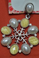 Tusa Snowflakes Statement Earrings with Pearl Accents