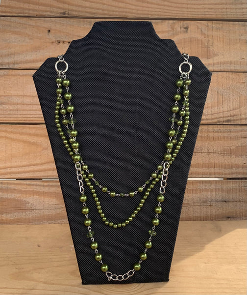 Octavia Olive Green Multilayer Necklace