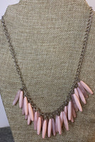 Dulce Silver Necklace with Pink Beads