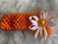 Nabby Pink and Orange Baby Strechy Headband Ribbon Flower Headband