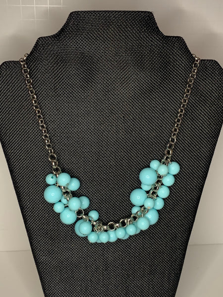 Silvia Aqua and Silver Necklace