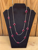 Yaritza Pink and Silver Long Necklace