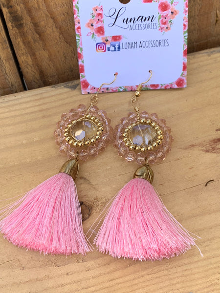 Ilse Pink Tassel Earrings