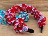 Carolyn Butterfly Fabric Headband Red and Turquoise