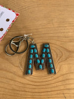 Jocelyn Turquoise and Silver M Keychain