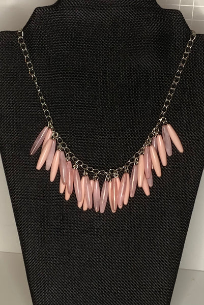 Dulce Silver Necklace with Pink Beads