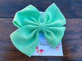 Macayla Fabric Bows Mint, Green, Yellow, Light Purple, Bubble Gum