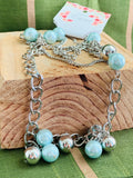 Margarita Mint Green and Silver with imitation pearls