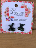 Rosamund Black Glitter Cherry Earrings