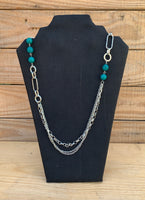 Camryn Teal and Silver Long Necklace