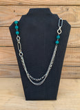 Camryn Teal and Silver Long Necklace