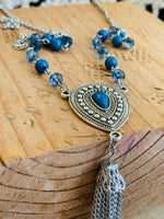 Darby Blue and Silver Long Necklace