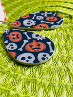 Esme Pumpkins and White Skulls Halloween Earrings