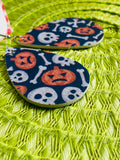 Esme Pumpkins and White Skulls Halloween Earrings