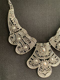 Raquel Statement Silver Necklace with Different Textures