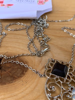 Charlie Black and Silver Long Necklace