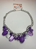 Ana Silver Necklace with purple, solid and transparent beads and silver circles