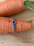 Alina .925 Sterling Silver Small Round Blue Lapis Marcasite Ring Size 7