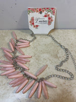 Dulce Silver Necklace with Pink Beads